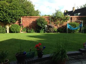 The view of Les Whitaker's garden before the outbuilding was constructed