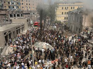 Supporting image for story: Rescue efforts continue after Kyiv children’s hospital hit by Russian missile