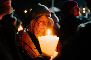 Hundreds of people turned out for the poignant remembrance service, which returned in-person for the first time since 2019.