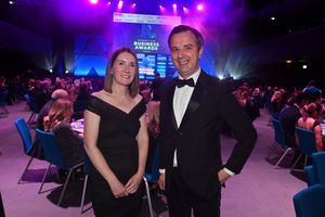 Chris Leggett and Clare Edwards at the 2025 Express & Star Business Awards