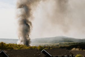 Smoke from the fire could be seen for miles