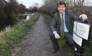 Craig Williams MP on the Montgomeryshire Canal at Welshpool. Photo: Phil Blagg Photography