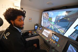 Mario Pina at the DWP recruitment event to find tram drivers of the future at the West Midlands Metro's Wednesbury office