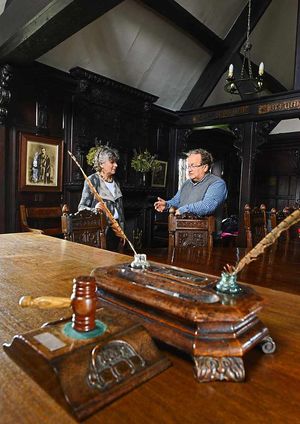 Tish Farrell and Councillor David Turner inside the council chamber