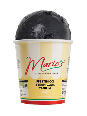 Black vanilla 'coal' ice cream