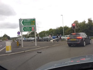 Supporting image for story: Falling lamp-post just misses family after Shrewsbury A5 crash