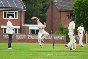 Ben Ladd-Gibbon bowling for Walsall. Picture by Richard Dawson.