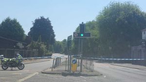 Police tape could be seen at the scene of the crash on Sunday