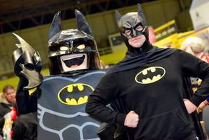 Lego Batman and Ethan Newman as Batman