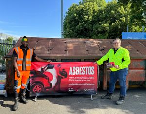 Lamar from the Household Waste Recycling Centre team with Andrew Mynors