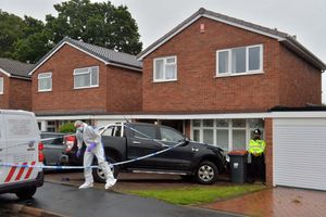 Police at the scene in Burnell Road, Admaston, on Sunday
