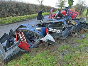 Supporting image for story: Fly-tippers block farm entrance with car bumpers