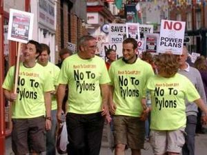 Supporting image for story: Welshpool to Cardiff pylons protesters set off