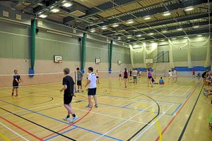 The badminton competition underway