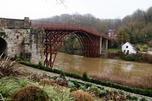 The Iron Bridge above the swollen Severn