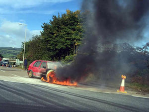 Supporting image for story: Car bursts into flames on Shropshire border