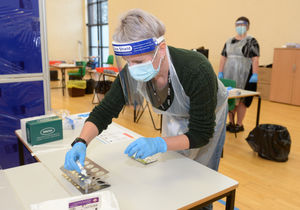 A testing centre is set up at Moreton School