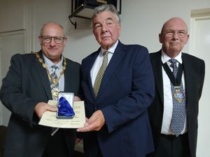 Michael Pinches, who recently stepped down after serving for many years as Chairman of the Market Drayton Community Amateur Sports Club, was honoured Pic: Market Drayton Town Council