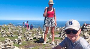 Sally-Anne Youll and son Jamie enjoy the view from the summit of La Rhune mountain in the western                     Pyrenees, straddling the France-Spain border