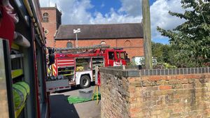 A fire engine outside the incident on Tuesday