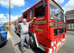 Dave Blount was surprised with the fire engine he used to drive on his 80th birthday