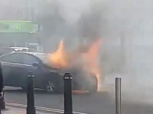 Supporting image for story: Watch: Fire crew tackles vehicle blaze in Walsall town centre as shoppers look on