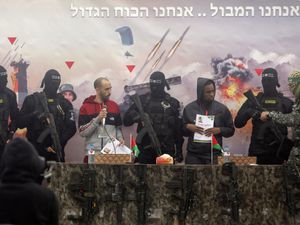 Supporting image for story: Hamas hands over first two of six hostages to be freed in latest exchange