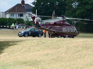 The Duke of Edinburgh's helicopter arrives