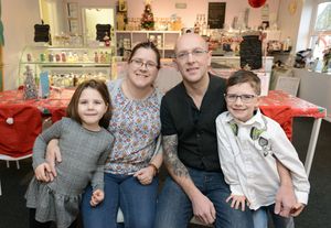 Emma and Mark Chadwick pictured with Joseph aged seven and five-year-old Lottie at Jottie's Desserts, Jervis Court, Rugeley Road. Sankeys. Burntwood