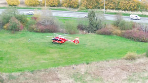 The air ambulance was called to Colliers Way in Telford. Photo: Steve Jones (Flytography)