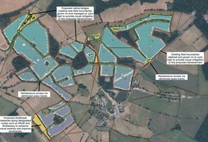 A Landscape Masterplan Submitted As Part Of The Application To Stafford Borough Council Showing Where Solar Panels Would Be Located On Land North Of Drointon Lane