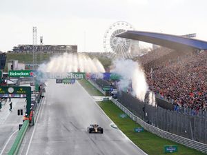 Max Verstappen crosses the line to win the Dutch Grand Prix in 2023