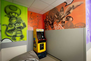 The new murals feature sharks, mammals, computer game characters and seascapes