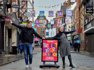 Supporting image for story: Kids' flag designs bring splash of colour to Shrewsbury town centre