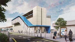 An artists impression(CGI) of planned new HS2 station facilities at Birmingham Airport