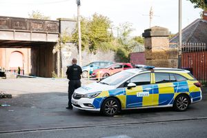 Police taped off the car park next to Shrewsbury Ark after the incident on Sunday evening