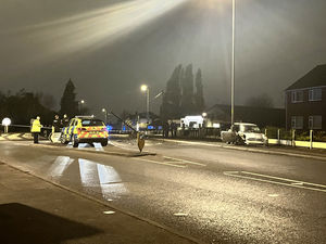 The crashed Mini Cooper in Walsall