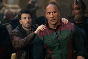 Red One: Chris Evans as Jack O'Malley and Dwayne Johnson as Callum Drift