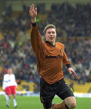 Adam Proudlock celebrates his goal against Forest 