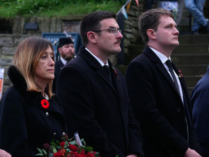 Mid and West Wales Senedd Member Jane Dodds, with Brecon and Radnorshire Senedd Member James Evans and Brecon, Radnor and Cwm Tawe MP David Chadwick at the service in Hay-on-Wye. Pic by Andy Compton