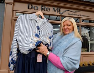 Julie outside the shop in High Green Court