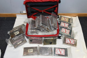 The suitcase was loaded with packages of cocaine. Photo: National Crime Agency