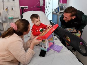 Supporting image for story: Walsall players deliver Christmas cheer to poorly children with annual hospital visit