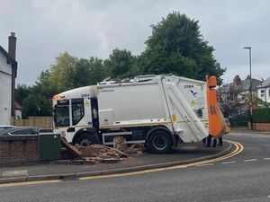 Supporting image for story: Driver speaks of lucky escape as runaway bin truck smashes into wall    