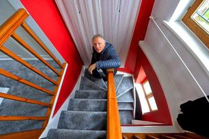 Les Gosling inside the windmill