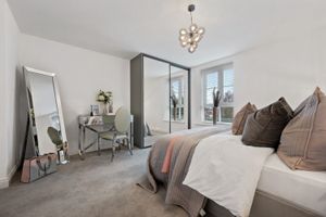 One of the two bedrooms in the show apartment at Lorne House