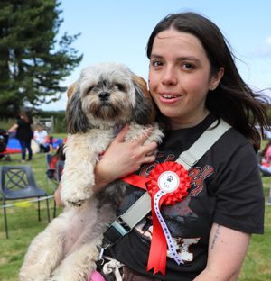Best in Show in the dog show, Olive, with owner Kelly Smith.
