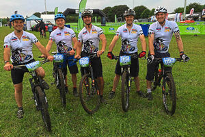Saddle awe – the Gatcombe Park winners, from left, Andrew Evans, Ben Rodick, Faisal Douzi, Matt Morgan and Matt Lane.