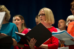 Christine Lannigan singing with the choir