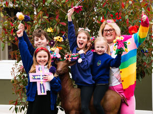 Supporting image for story: Brightening up Shrewsbury school with yarn bombing as pupils ask from help from community